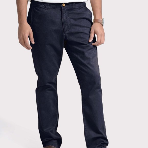 OLGYN Other - OLGYN Men Navy Blue Chino Pant Flat Front Slim Fit